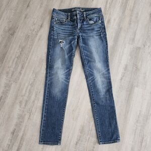 American Eagle Outfitters Distressed Blue Skinny Jeans